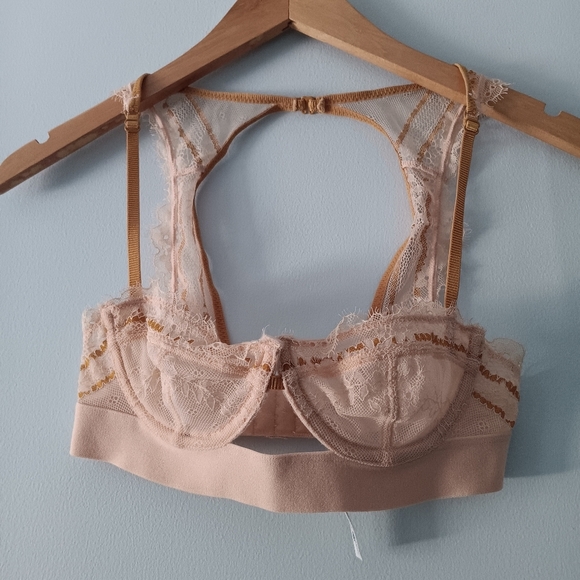 Free People Hour of Dawn Sheer Cream Lace Bra 32A - Picture 3 of 8